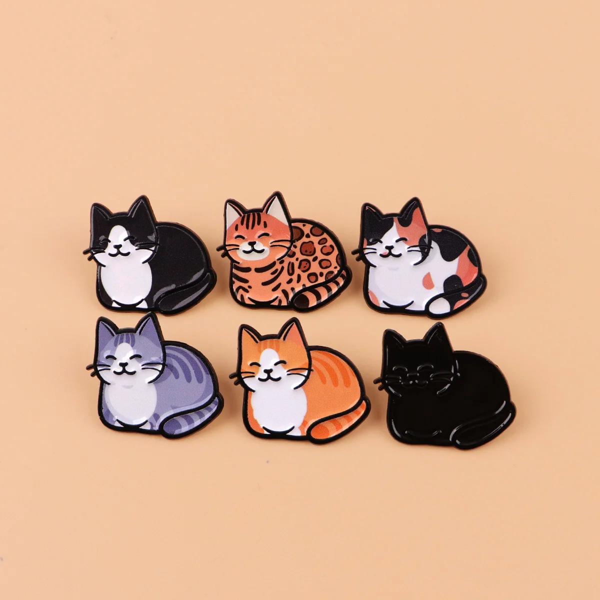 Juego de 6 Broches de Gato Gordo Esmaltados, Broches de Animales para Chaqueta, Mochila, Sombrero, Solapa, Insignia, Accesorio de Joyería Kawaii para Amantes de los Gatos, Regalo - imagen 3