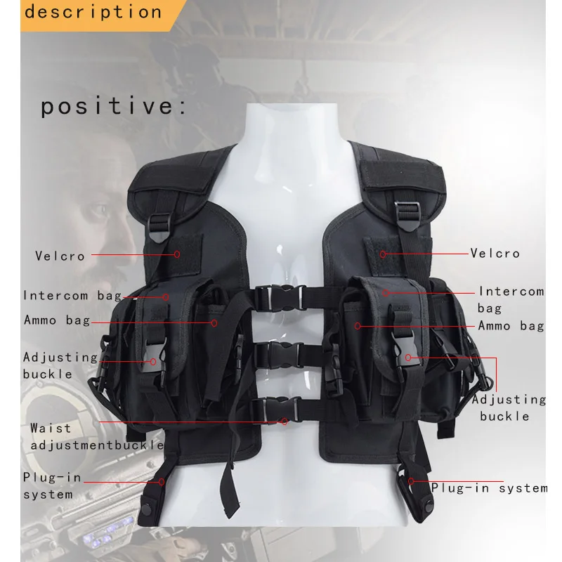Chaleco de combate del Ejército para hombre, equipo de protección para caza al aire libre, pistola de aire, ropa protectora de balas de colores, accesorios de caza - imagen 4