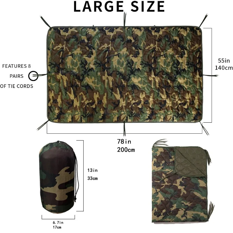Manta militar Woobie con aislamiento térmico, Poncho para acampar, forro ligero, portátil, resistente al agua, equipo de supervivencia con bolsa de transporte - imagen 2