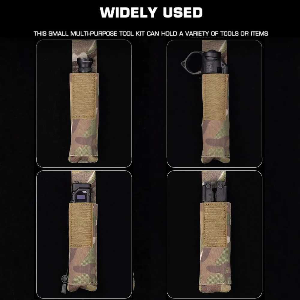 Bolsa de herramientas tácticas MOLLE para acampar al aire libre, caza, linterna, bolsa de almacenamiento, chaleco Airsoft, portador de placa, riñonera portátil - imagen 5