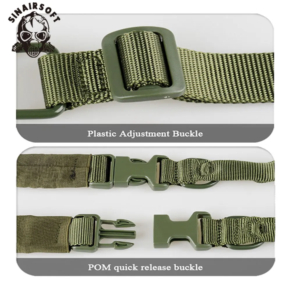 SINAIRSOFT ajustable 2 puntos Rifle Sling táctico de liberación rápida verde Universal apto para caza Airsoft Paintball correa de nailon - imagen 5
