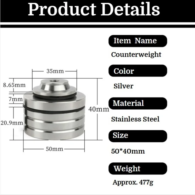Arco recurvo tiro caza arco estabilizador equilibrio peso plata acero inoxidable contrapeso 5/16 hilo diseño desmontable - imagen 5