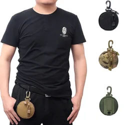 Bolsa táctica EDC, Mini cartera para llaves, monederos para hombre, bolsa de bolsillo para monedas con gancho, riñonera para caza y Camping