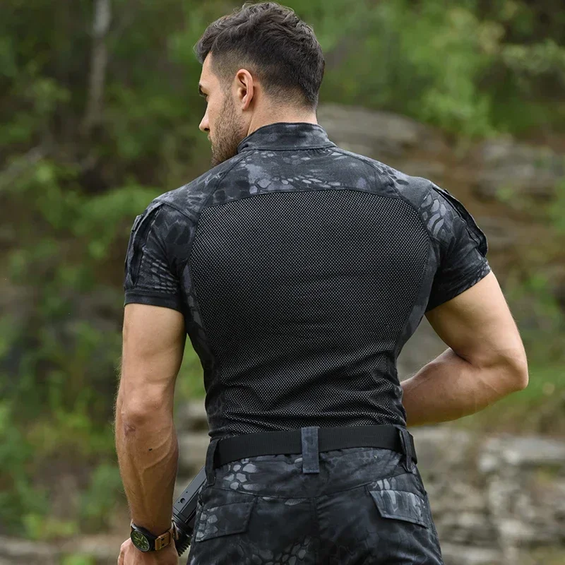 Camiseta de combate, camisa de entrenamiento, ropa táctica para hombres, camisas de asalto de escalada de verano, camisetas de manga larga de camuflaje para hombres - imagen 5