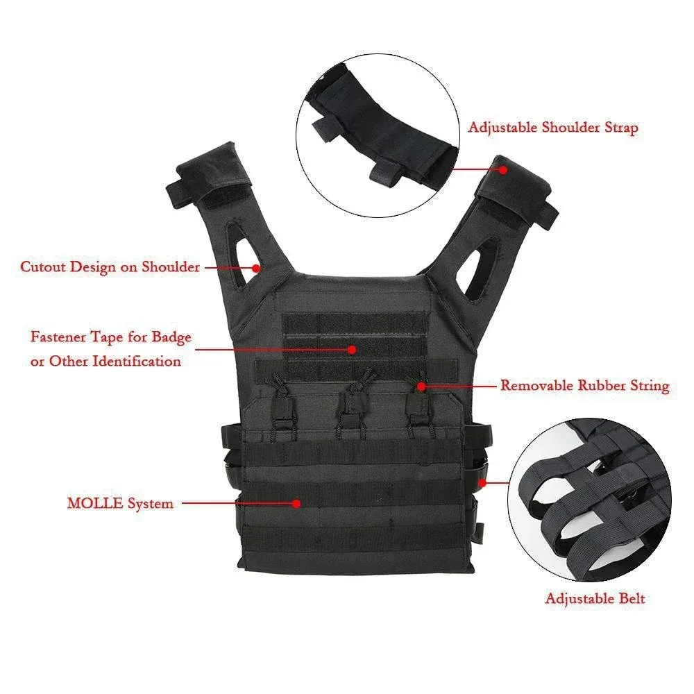 Armadura corporal Molle 600D para caza, portador de placa ligero, chaleco táctico JPC con tablero de espuma EVA, equipo de seguridad para juegos CS en la jungla - imagen 5