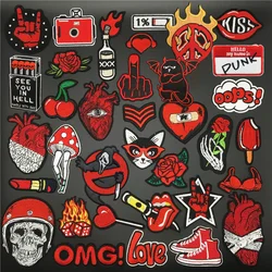 Parche termoadhesivo bordado corazón rojo – Insignia para coser o planchar