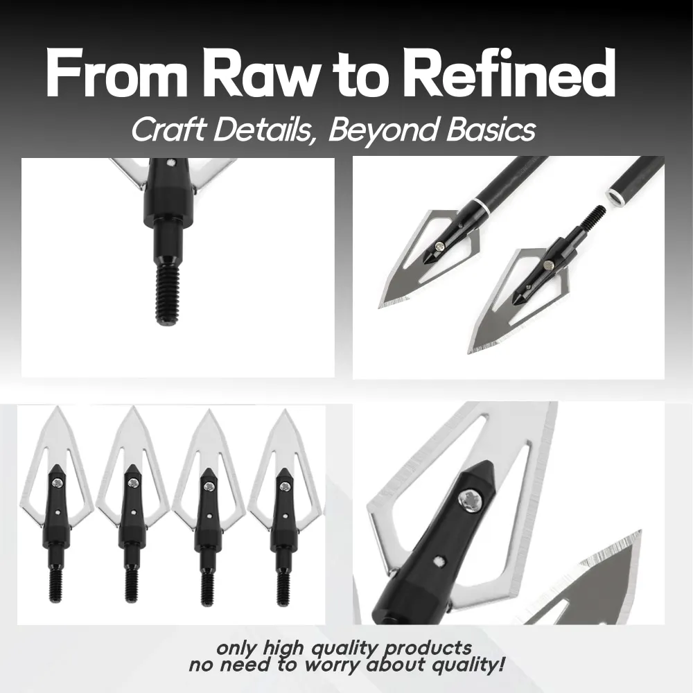 Tiro con arco 6/12 Uds punta de flecha 100 grado hoja puntas anchas caza tiro práctica punta de puntas de flecha de aleación para tiro con arco - imagen 3