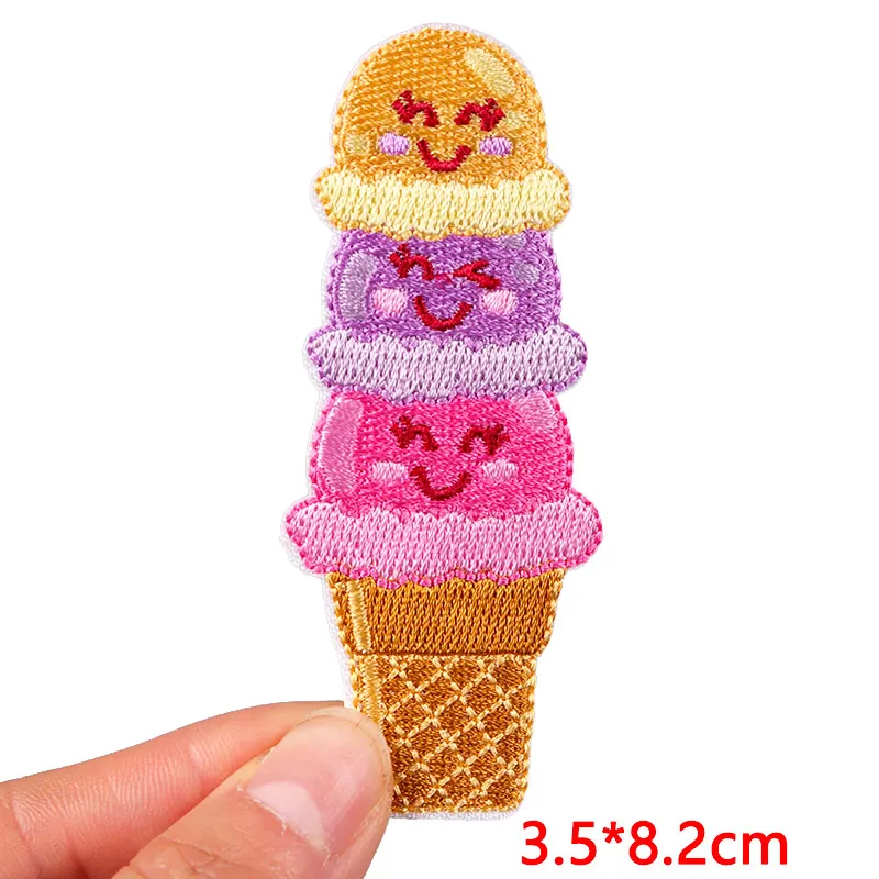 Parche de dibujos animados DIY, parches bordados de comida/bebida para ropa de niños, apliques de costura, parches para planchar para ropa, parche para pastel y Pizza - imagen 5