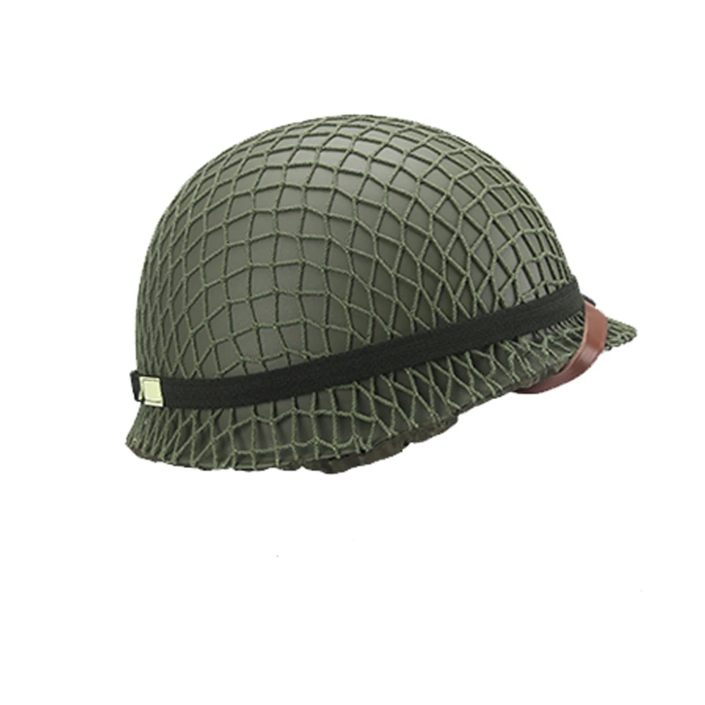 Casco de soldado M1 de la Segunda Guerra Mundial, casco americano para hombre, cubierta de red, ojo de gato, equipo integrado, combinación de casco de Metal - imagen 4