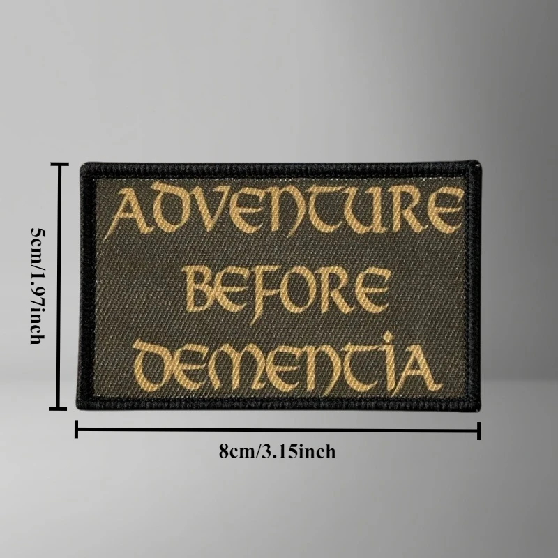 Parche táctico "Adventure Before Dementia", brazalete impreso, insignia de moral, parches con gancho, pegatinas para ropa y mochila - imagen 3