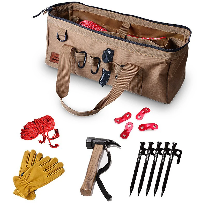 Bolsa de almacenamiento de clasificación de accesorios para tienda de campaña al aire libre 1000D, herramientas para tienda de campaña, accesorios para tienda, bolso con martillo para clavos para acampar