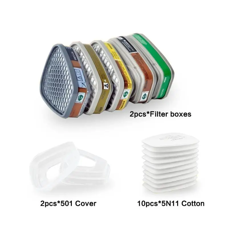 6200/7502/6800 Máscara Máscara de gas químico 6001/6002/6004 Caja 5N11 Filtro de algodón Máscara de protección de pinturaRespiratorAccesorios reemplazables - imagen 2