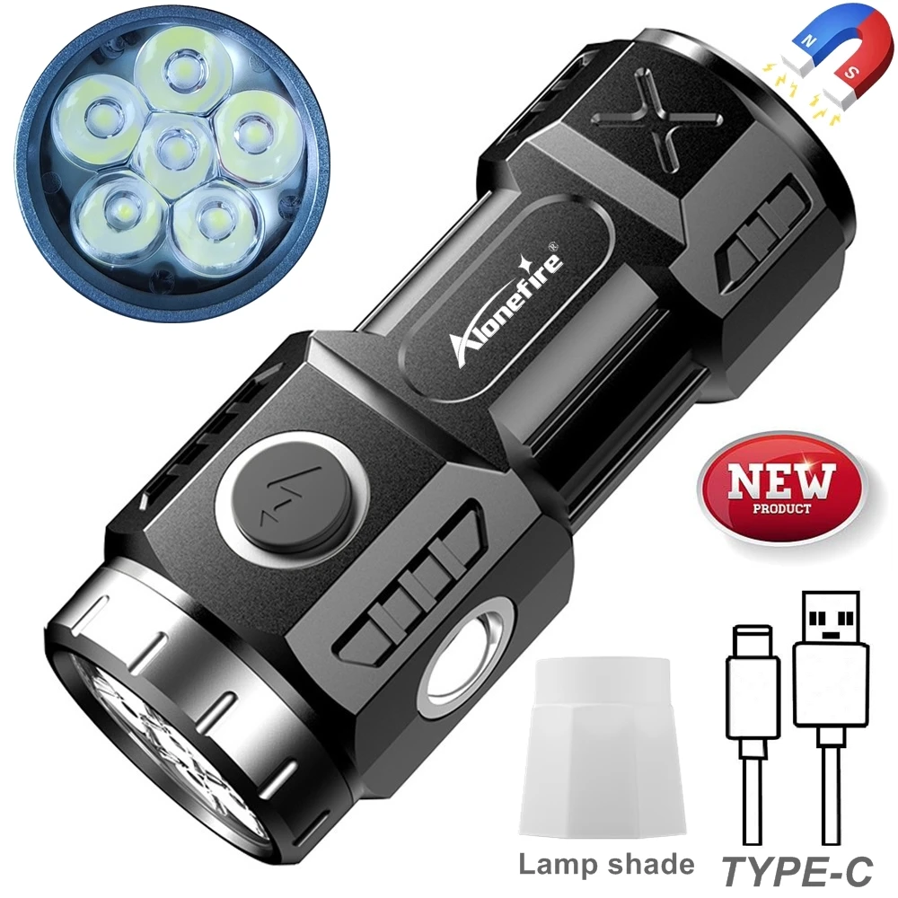 Minilinterna LED táctica magnética recargable USB para exterior