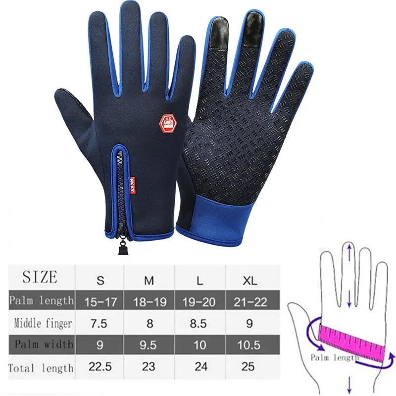 Guantes cálidos de lana con pantalla táctil para ciclismo al aire libre, guantes fríos impermeables a prueba de viento, antideslizantes, guantes de esquí de invierno para hombres y mujeres - imagen 2