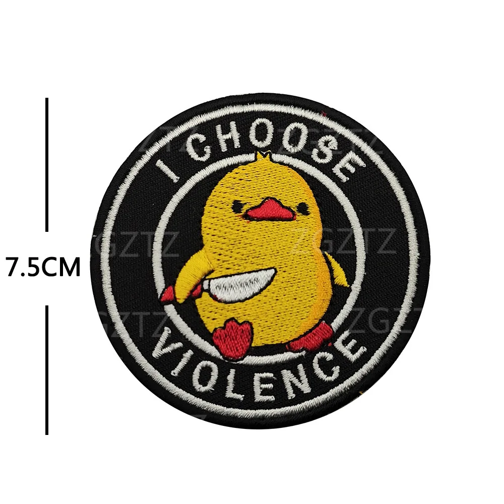 Parches de gancho y bucle de animales de dibujos animados, pegatina de gato con cuchillo, pato, ganso, rana, accesorio táctico, insignias de moral, parche bordado - imagen 4