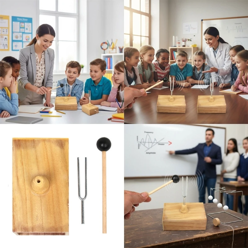 Horquilla resonancia Metal y madera, diapasón educativo adecuado para física escuela secundaria, equipo laboratorio