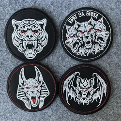 Parche bordado de tigres, insignia de moral táctica de lobo, parches militares con gancho, pegatinas para mochila para ropa