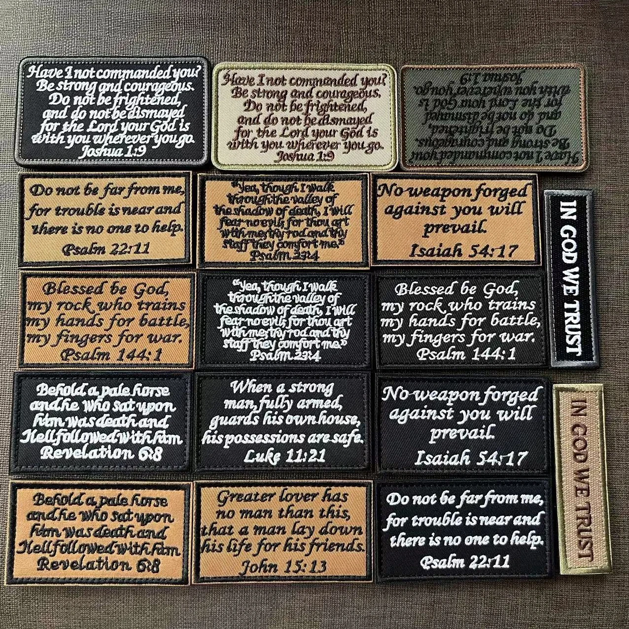 Parche de la Biblia, emblema táctico militar, parches bordados decorativos en Dios, pegatinas de rayas con apliques, gancho, Chevron