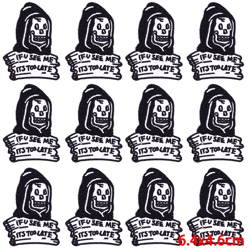 Parche bordado de calavera Punk, parches termoadhesivos para planchar en la ropa, parche de Hip Hop para ropa, 10 unidades por lote - imagen 5