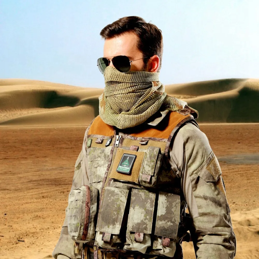 Bufanda táctica militar de malla de camuflaje para el cuello, pañuelo de red para la cara de francotirador, velo Shemagh, envoltura para la cabeza para caza y Camping - imagen 3