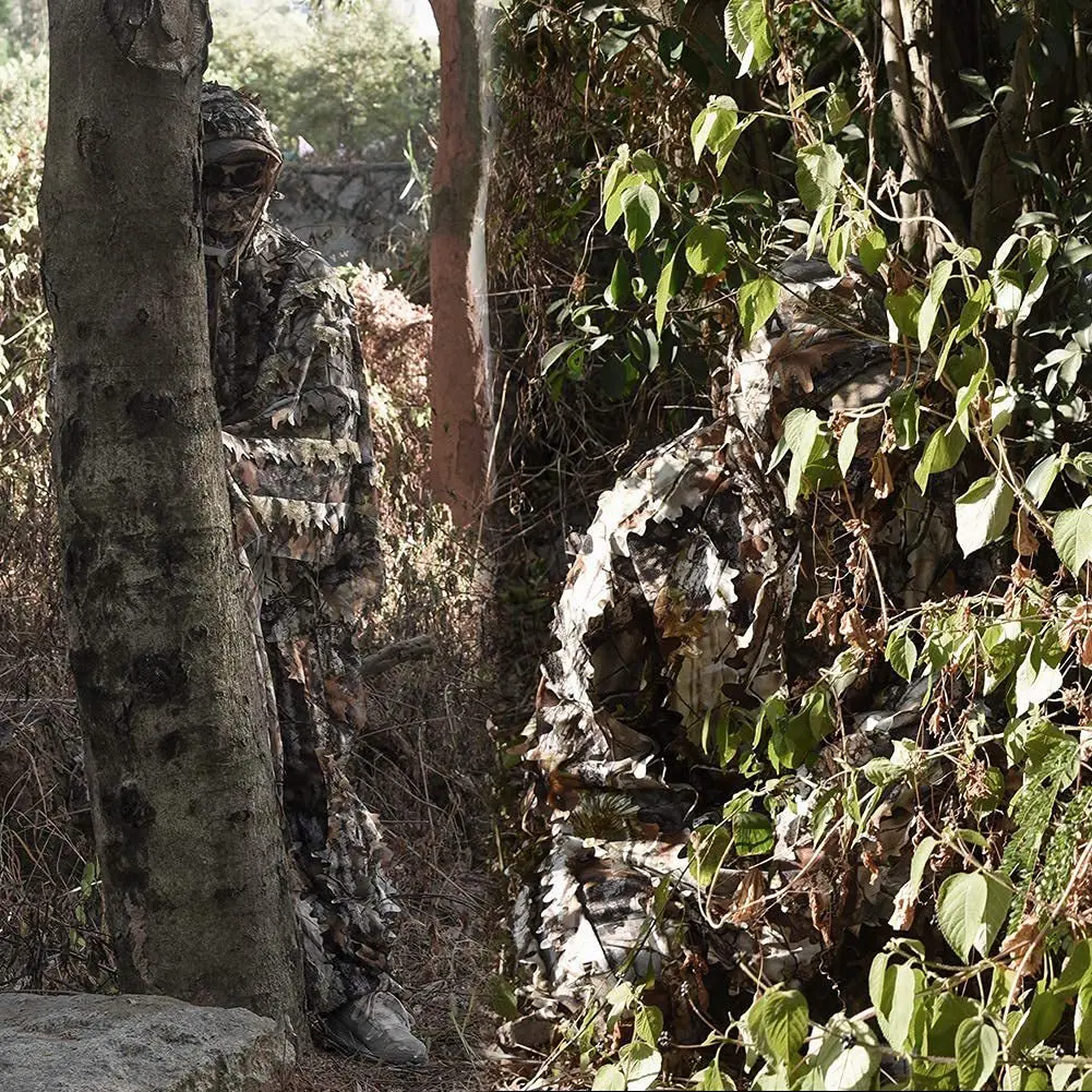 Al aire libre sol protección UV deportes jungla fotografía observación de aves caza Ghillie traje 3D corte árbol camuflaje biónico pesca conjunto - imagen 5