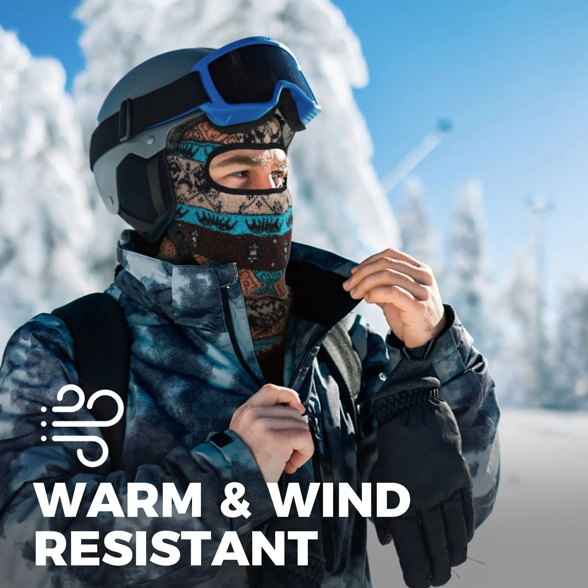 Pasamontañas térmico para esquí, máscara cálida de lana, cubierta para todo el rostro, deportes de invierno, Snowboard, correr, caminar, esquí, accesorios al aire libre - imagen 4