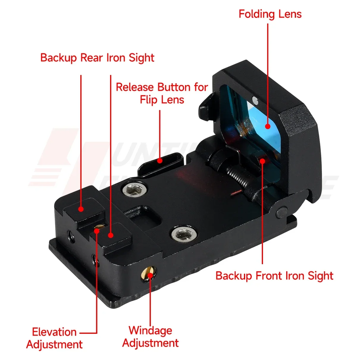 JH409 Mini plegable óptico punto rojo 3moa Reflex Mini Flip punto rojo mira táctica pistola de aire caza Rifle alcance - imagen 2