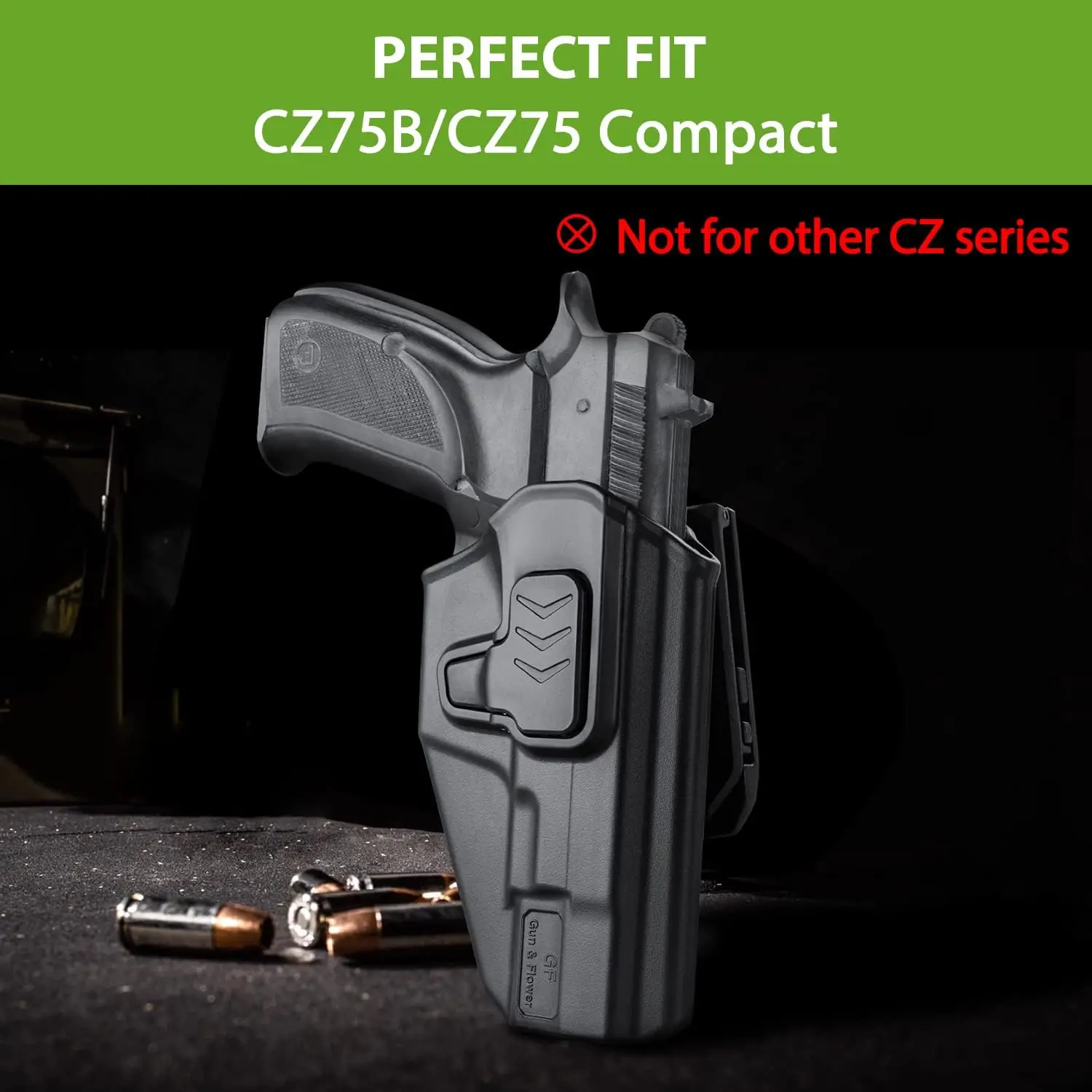 Para CZ 75B, funda derecha OB, no para otras series CZ, funda de transporte abierta para cinturilla exterior con cinturón, liberación de dedo índice - imagen 3