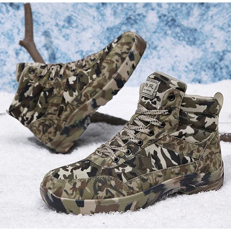 Botas de senderismo cálidas para hombre, botas de invierno de camuflaje para el desierto, militares, antideslizantes, cómodas, resistentes al desgaste, talla 35-48, 2024 - imagen 3
