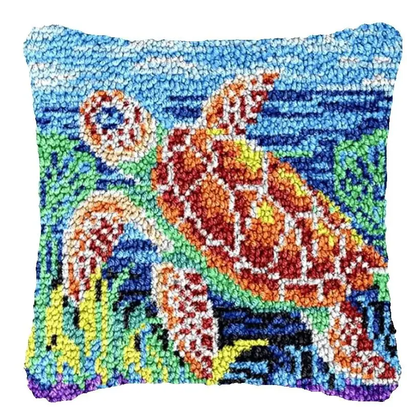 Serie de animales del océano, gancho de pestillo, almohada, juego de bordado de punto Diy, ganchos de mano, Kits de alfombra con gancho de pestillo - imagen 5