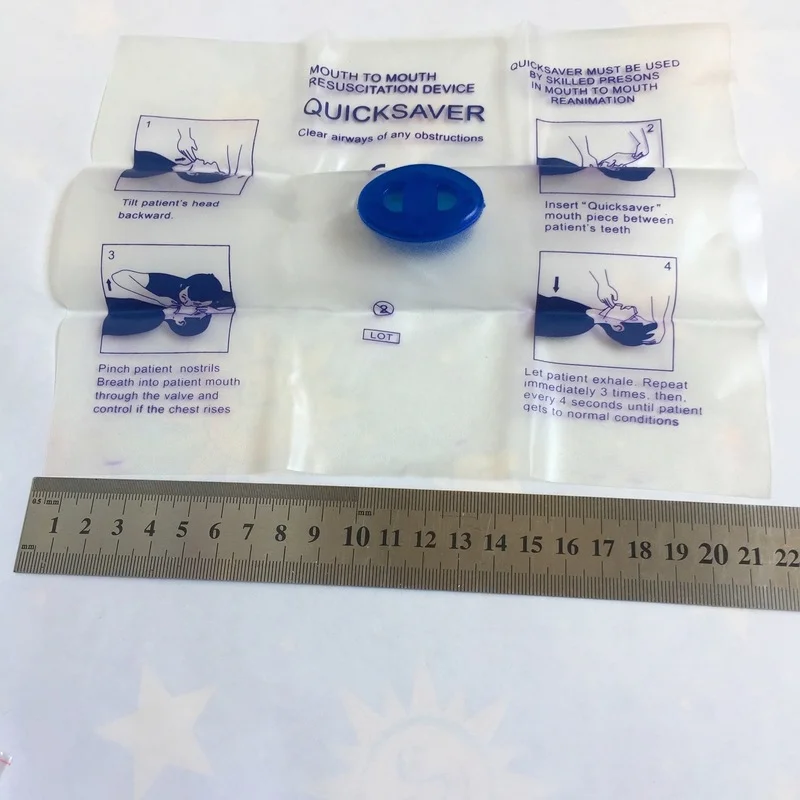 Protector facial CPR desechable, mascarilla de respiración bucal de emergencia, dispositivo de reanimación, herramienta de primeros auxilios, Ahorrador rápido de oxígeno - imagen 4