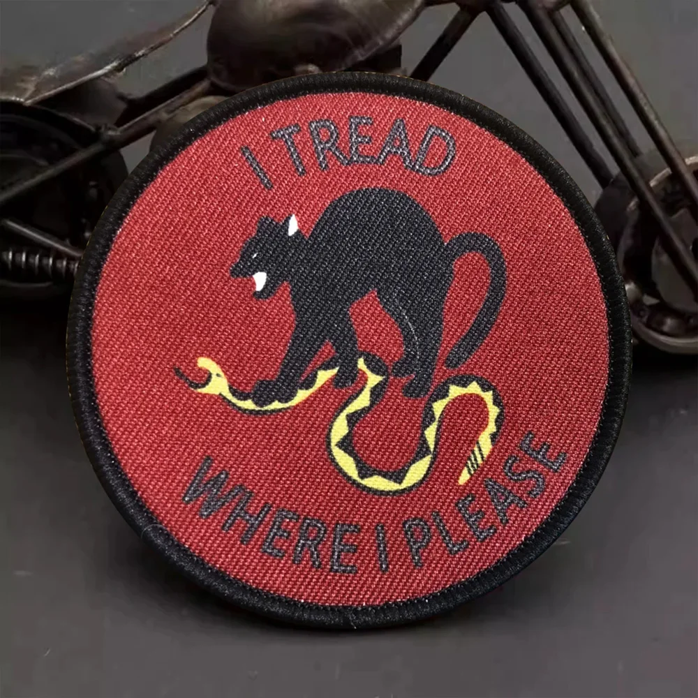 Parches tácticos I Tread Where Please Cat & Snake para ropa, parche de gancho y bucle, insignia militar, brazalete, pegatinas de decoración para mochila - imagen 4