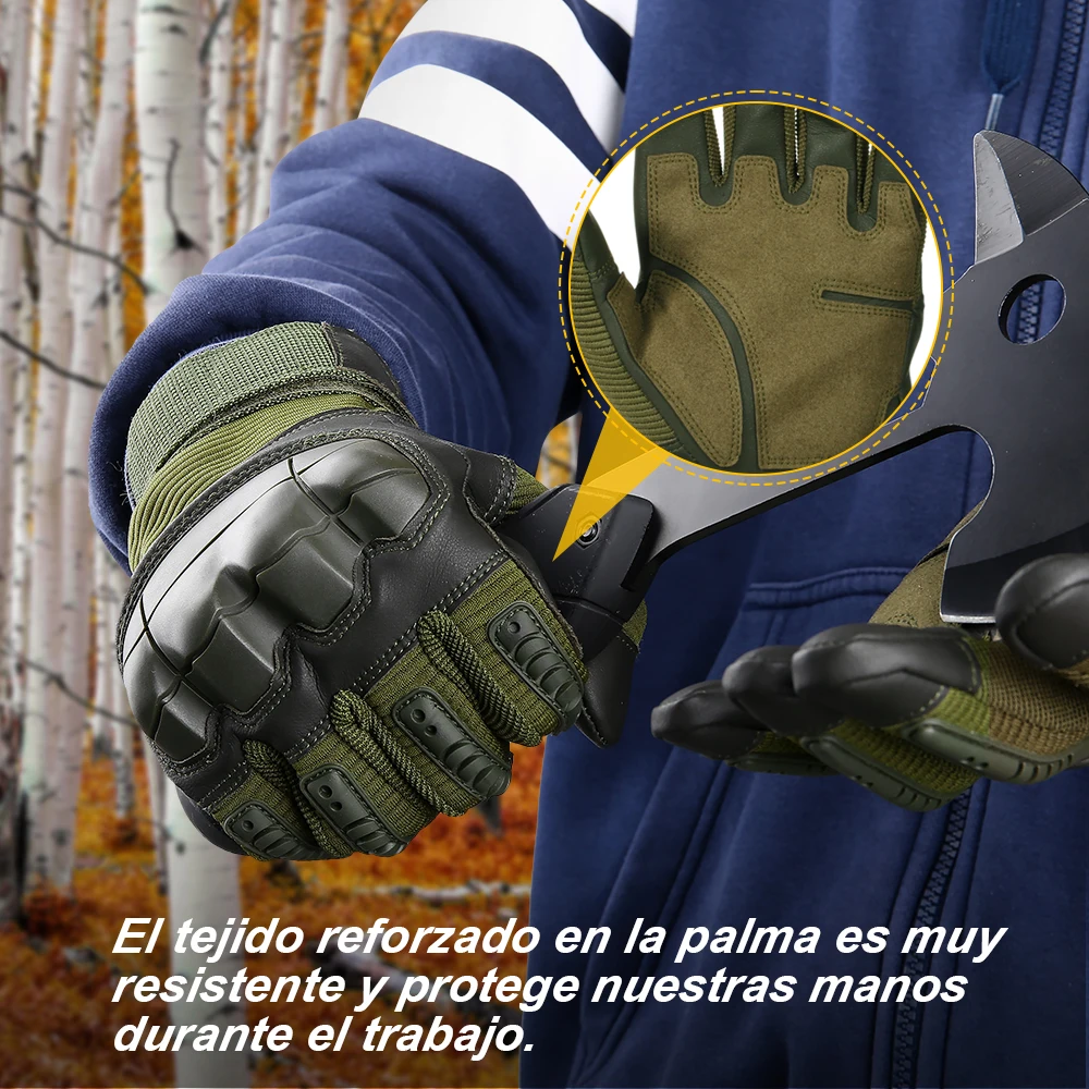 Guantes tácticos de cuero PU para pantalla táctil para hombre, manoplas de dedo completo para Airsoft, Paintball, Camping, bicicleta, caza, senderismo, ciclismo - imagen 4
