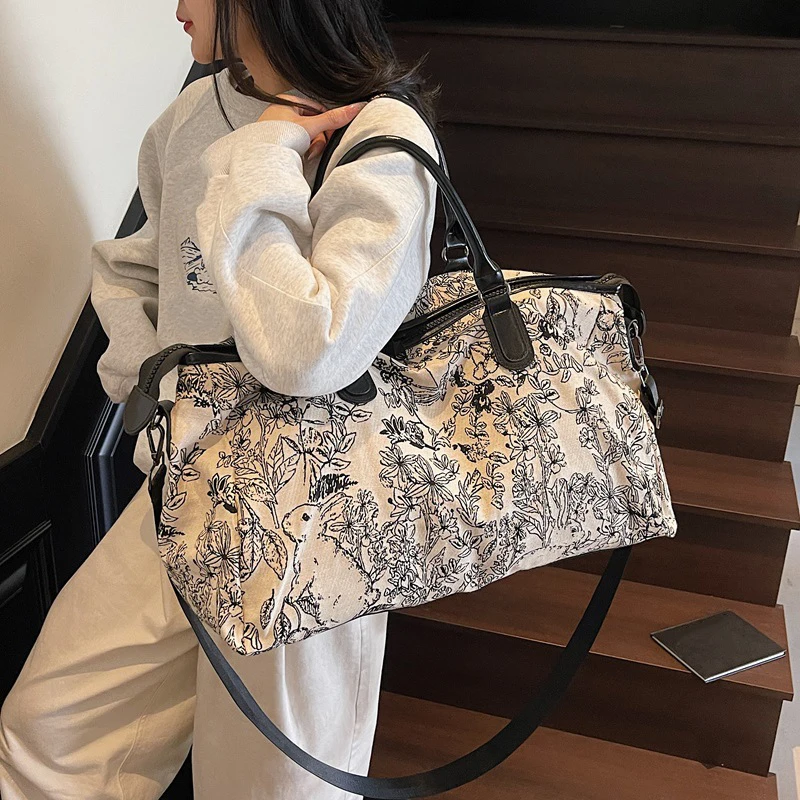 Bolso informal estampado para gimnasio y Fitness para mujer, bolso de hombro tipo bandolera para deportes de viaje y Yoga de gran capacidad, bolsa de equipaje para compras al aire libre - imagen 5