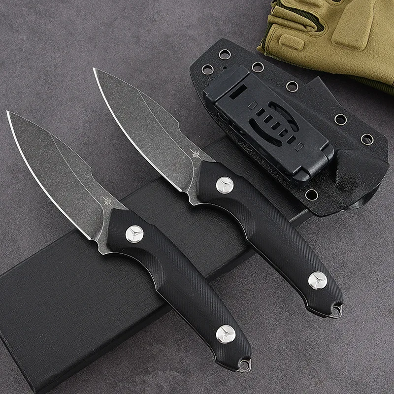 Cuchillo táctico al aire libre, cuchillo para acampar de supervivencia de autodefensa, cuchillo para acampar de alta dureza con funda K, portátil - imagen 2