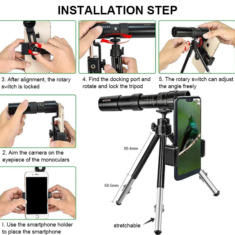 Binoculares potentes de Metal para caza, telescopio profesional portátil de largo alcance, Monocular, Zoom 10-300X, HD, Bak4 - imagen 3
