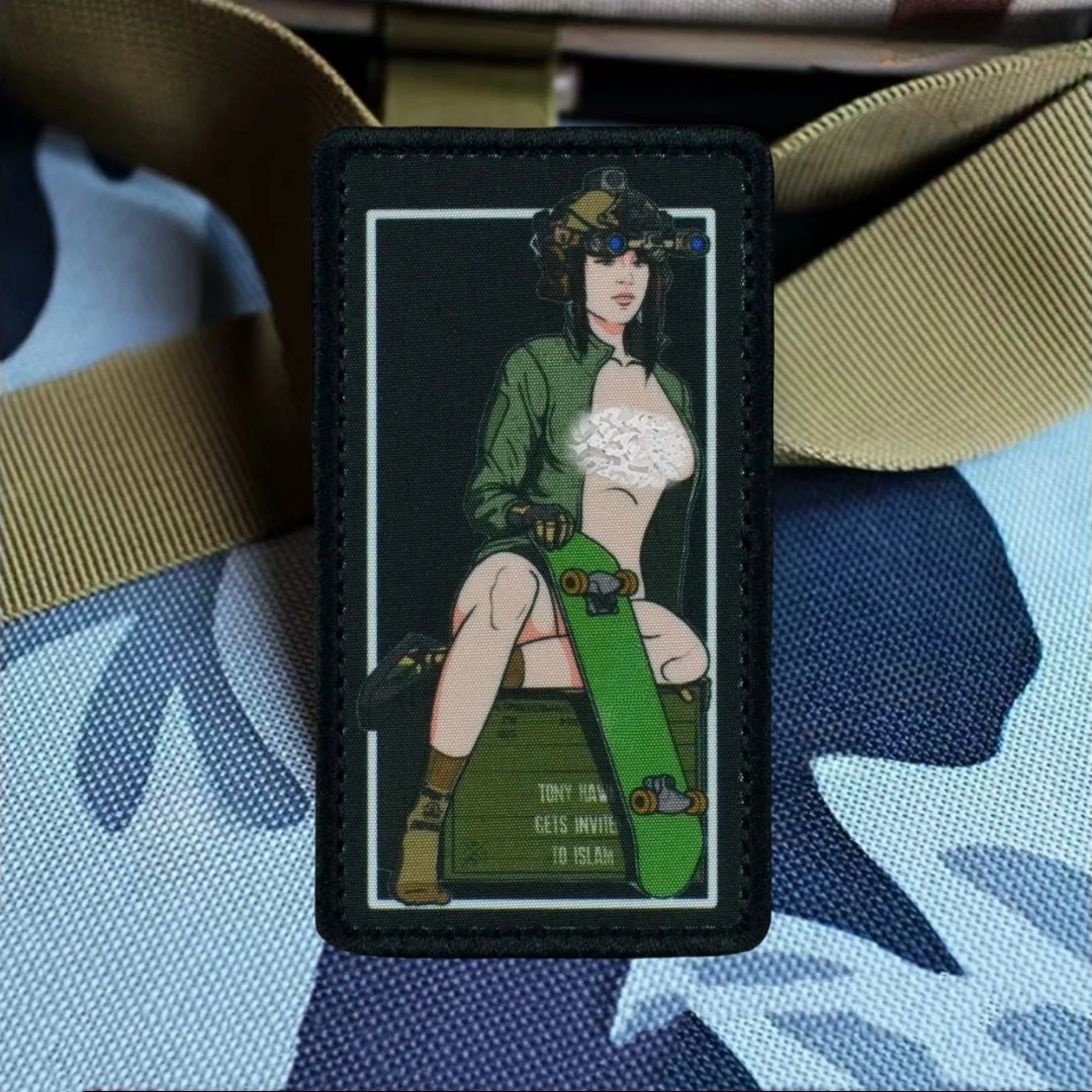 Insignia de moral de bruja nocturna, brújula, parche táctico para niñas, brazalete del ejército militar, pegatina para mochila, parches de gancho impresos para ropa - imagen 3