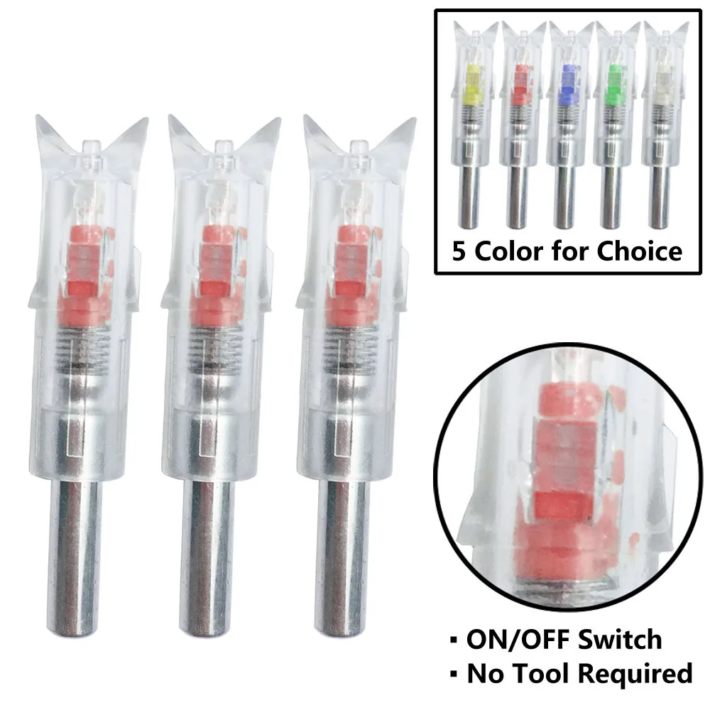 3 uds flecha de ballesta tiro con arco iluminado Nock luz LED brillante para caza nocturna deportes ID 7,62mm flechas de tiro accesorios de caza - imagen 4