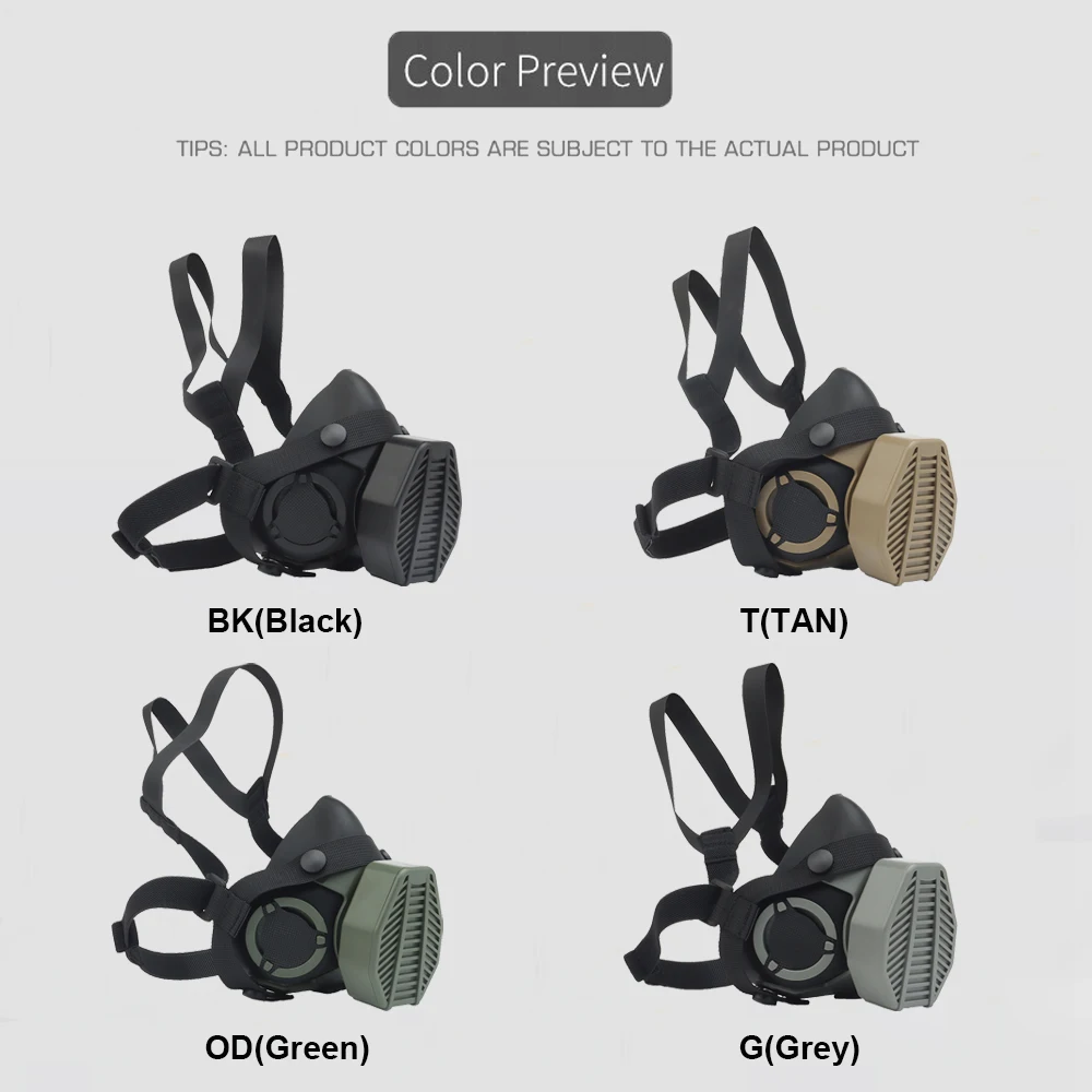 Mascara SOTR de media cara - respirador tactico para militar, airsoft - imagen 4