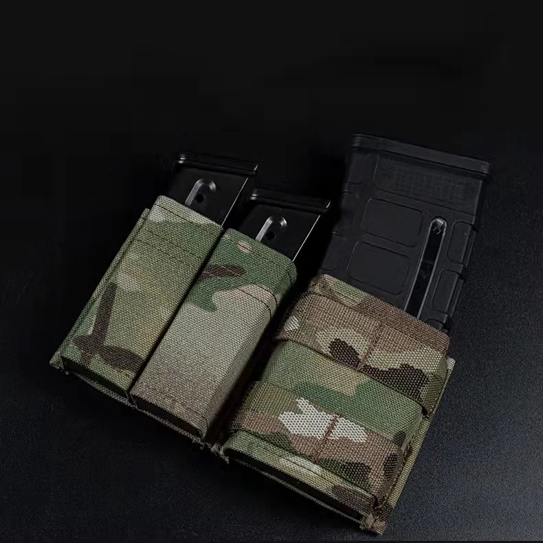 Bolsa táctica Airsoft 5,56, 9mm, 1 + 2 lados, Triple bolsa para revistas, bolsa MOLLE Mag de extracción rápida, chaleco MC, bolsas para munición Molle - imagen 5