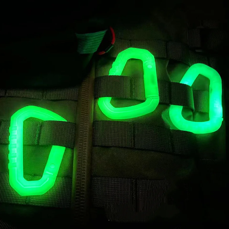 Hebilla colgante rápida ligera y luminosa mejorada, hebilla colgante táctica para mochila de senderismo al aire libre, anillo colgante, hebilla D