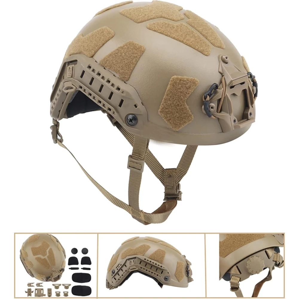 Conjunto de casco táctico con gafas Airsoft, auriculares para tiro, montura LG24, luz de identificación, funda para batería, modelo de cámara, pasamontañas - imagen 2