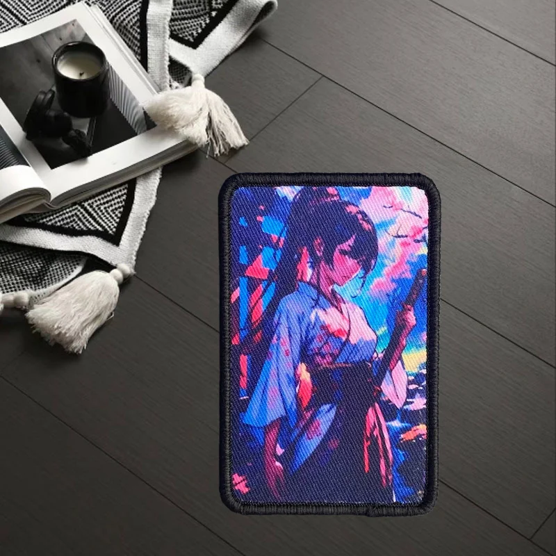 Parche de chica samurái, insignia de moral táctica, gancho y bucle estampado, mochila militar, ropa, pegatina decorativa, brazalete