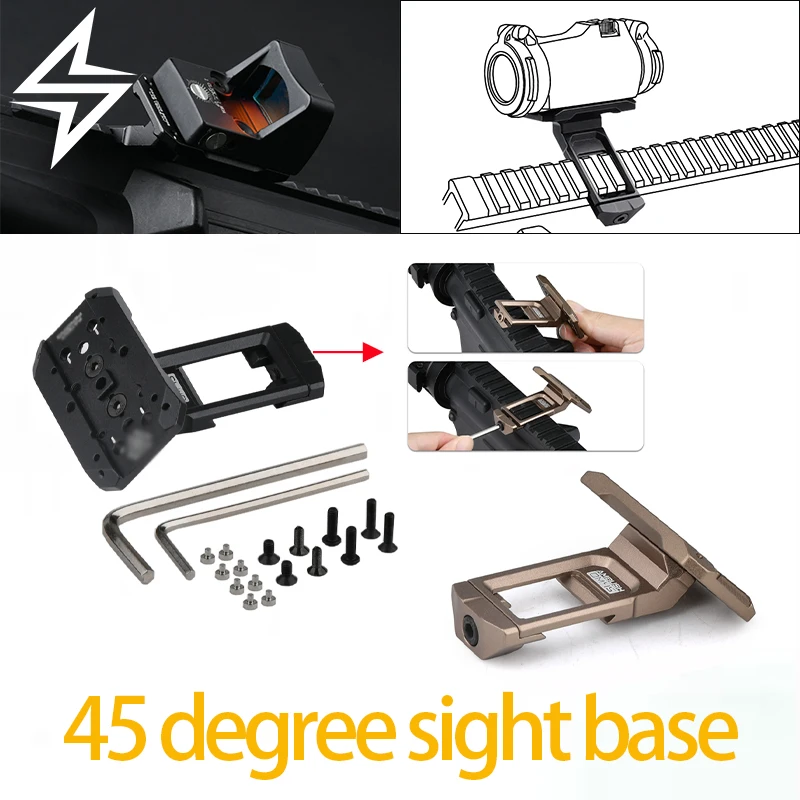 Base de mira táctica Airsoft de Metal CNC, punto rojo, 45 grados, montaje de alcance de marcado Original, soporte fijo, Base de montaje compensada de aluminio