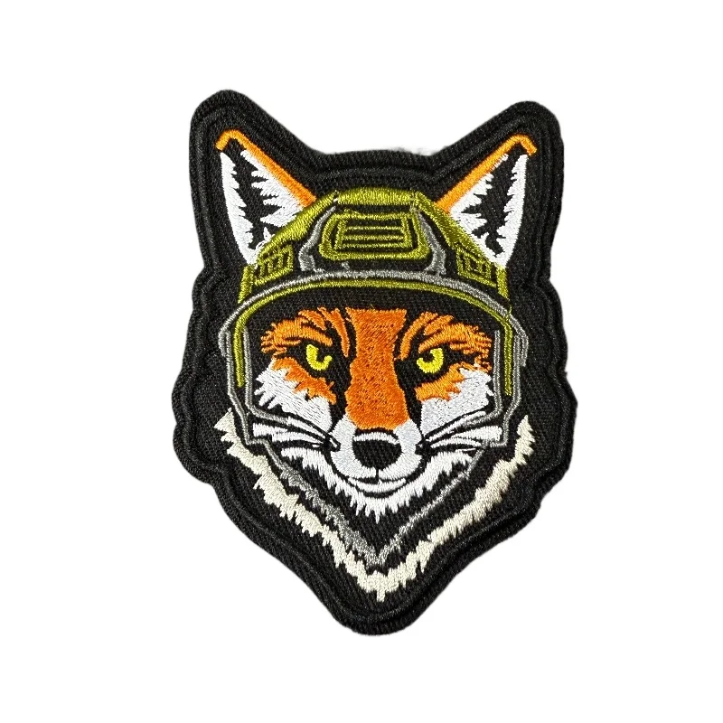 Parche bordado con cabeza de zorro, insignia de moral con gancho y bucle, brazalete militar, pegatinas para mochila - imagen 5
