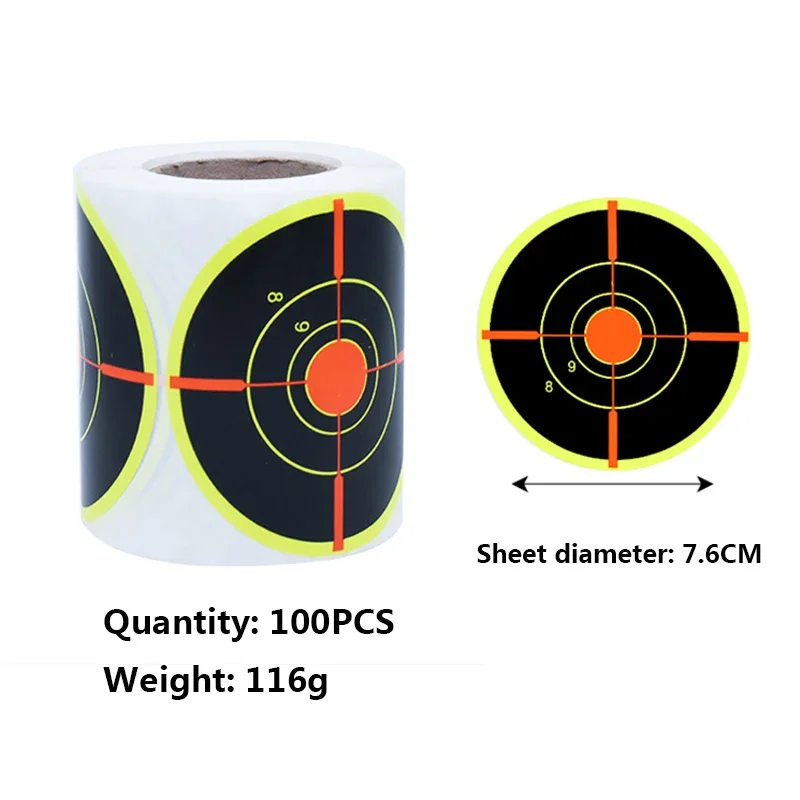Papel de salpicaduras de 3 pulgadas, rollo de herramientas de disparo de 100/200 piezas, pegatina adhesiva, objetivos, Amp, práctica reactiva de disparo - imagen 3