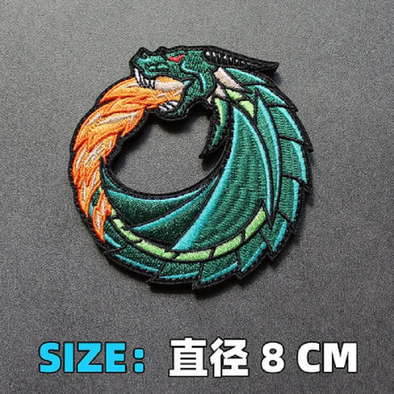 Nuevo militar delicado 3D bordado Animal dragón brazo cabeza de tigre insignia táctica lobo rugido brazalete con gancho trasero para mochila C - imagen 4