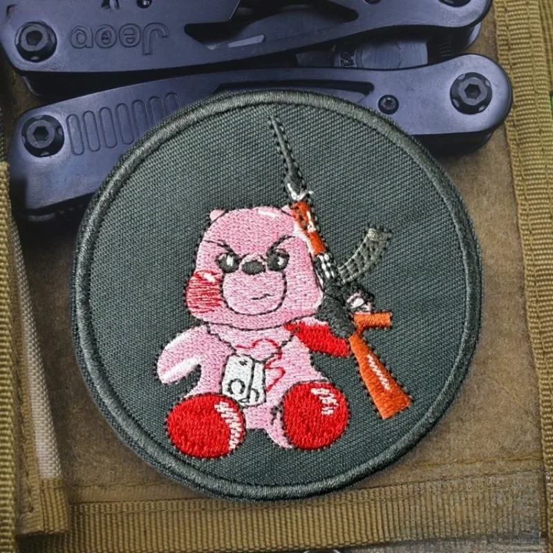 Parche táctico "Evil Bear", insignia de moral bordada, brazalete militar con gancho y bucle, mochila decorativa