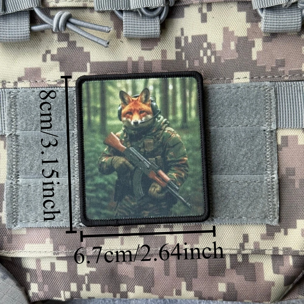 Parche táctico camuflaje zorro rojo con velcro para mochila - imagen 2