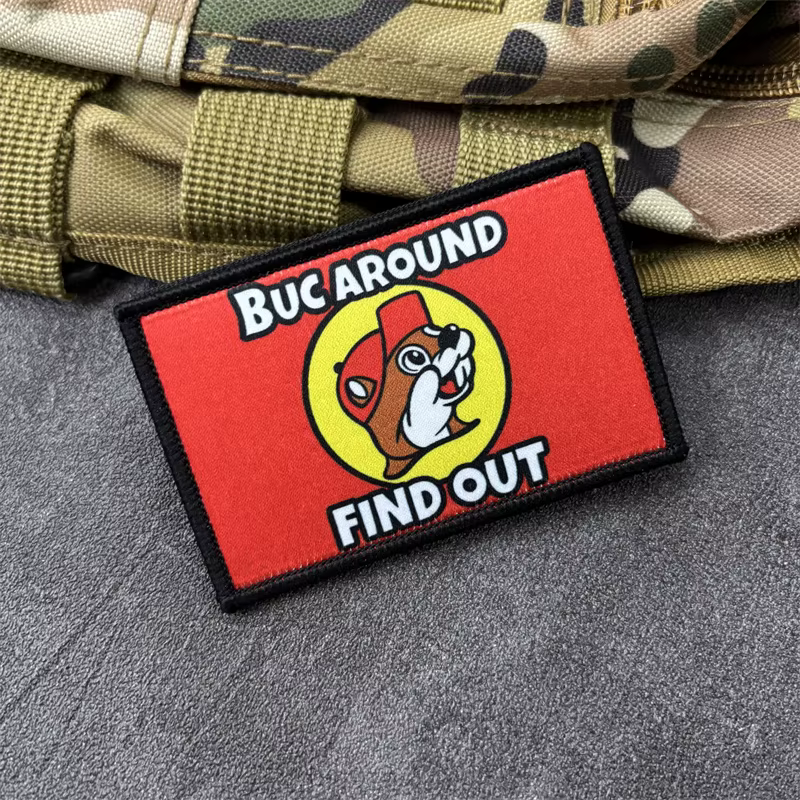 Parche táctico impreso BUC AROUND FIND OUT – gancho y bucle moral - imagen 3